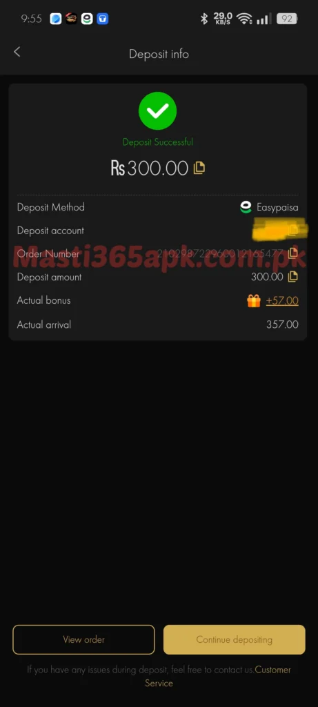Masti365-Deposit-Proof
